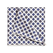 Tasca uomo 100% seta bianca blu micro floreale quadrata arrotolata a mano matrimonio 11,8"