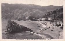 31-162) CARTOLINA MONTEROSSO MARE SPIAGGIA FEGINA VIAGGIATA LA SPEZIA