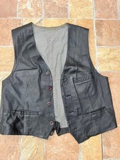 Gilet vintage pelle nera - gilet, in