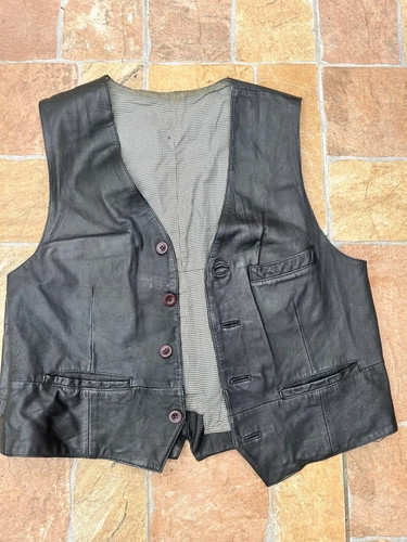 Gilet vintage pelle nera - gilet,