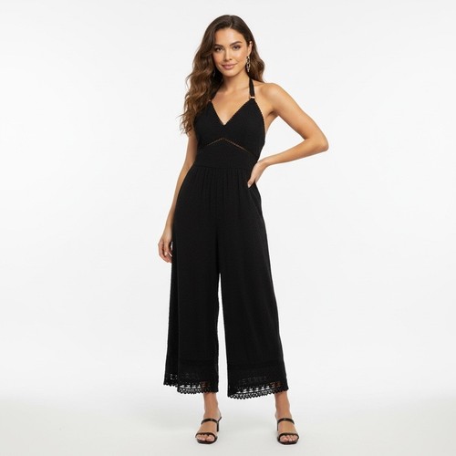 Tuta zara nera halter - halter, gamba