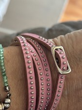 Bracciali Bracciale Pelle Sodini Multigiro Regolabile Rosa Cuoio