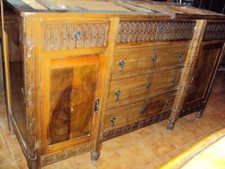 stupendo cassettone trittico comò comodini anni 30 piuma di noce artigianale