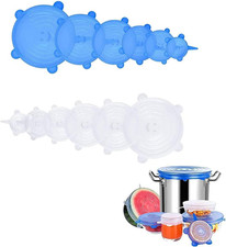 12 Pezzi Coperchi in Silicone Stretch,Riutilizzabile Ed Espandibile Coperchio,Pe