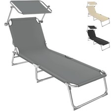 Lettino a sdraio per prendere il sole con l'ombrello parasole blu nuovo