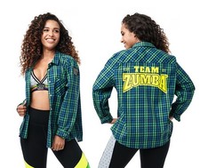 Camicia abbottonata Zumba Team Talk - verde Kelly ~ grande ~ nuova! Spedizione gratuita!