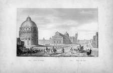 Stampa antica PISA Piazza del
