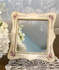 Specchio floreale dipinto a mano shabby chic