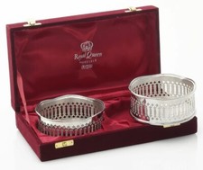 Sottobottiglia coppia in Sheffield con astuccio in velluto