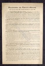 Politica - Volantino - Programma del Partito d’Azione - 1942 - RARO