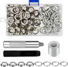 Kit Occhiellatrice per Teloni,100 Occhielli Metallici 10Mm, Grommet Con 3 Pezzi