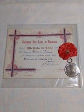 Collegio San Luigi In Bologna Attestato Di Lode 1903 Con Moneta D'argento