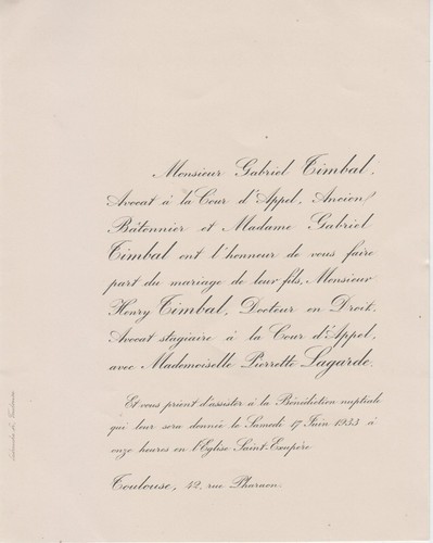 1933 faire part mariage - 1933, faire-part