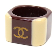 Anello Chanel Coco Mark Quadrato Bordeaux Beige JP12.5 US6.25 EU52.5 01A Firmato