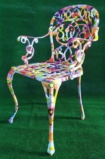 SEDIA POLTRONCINA IN ALLUMINIO CUBICATO MOD. COLONIAL - DA ESTERNO, GIARDINO