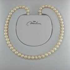 Collana perle MILUNA, Perle vere LR bianche  mm 6,5-7 - Oro bianco 750