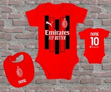 COORDINATO BODY BAVAGLINO NEONATO AC MILAN ROSSO PERSONALIZZATO CON NOME