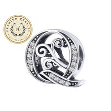 Calligraphic Q Letter Charm