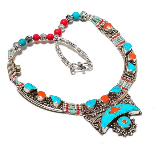 Collana corallo rosso turchese - collana,