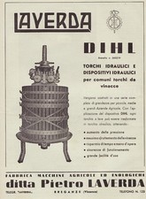 PUBBLICITA' 1952 LAVERDA BREGANZE VICENZA TORCHIO IDRAULICO BREVETTO DIHL