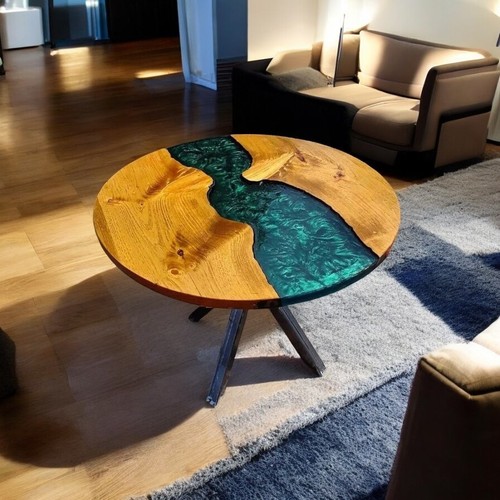 Tavolo rotondo legno resina - tavolo,