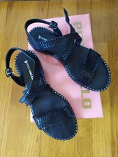 Sandali PITTARELLO 38 vera pelle nera intrecciata tacco basso stile francescano