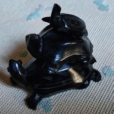 Coppia tartarughe in pietra nera circa 2,6" Japan Nachi Black Power Stone usate