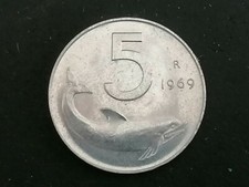 REPUBLIC 5 LIRE DOLPHIN COIN