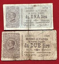 Numismatica Regno Banconote 1 LIRA 1914 e 2 LIRE 1914 Vittorio Emanuele III
