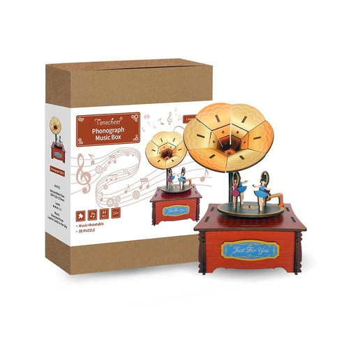 Phonograph puzzle wood - 3d,