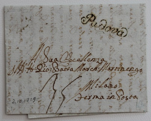 1809 lettera padova milano - lettera, padova-milano