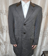 Sartoria sportivo lana cashmere marrone velluto colletto gabardina soprabito 44R