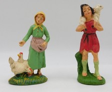 Viviani lotto 2 figurini pastorelli 11 cm ca presepe natività fontanini marchi