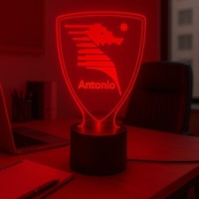 Lampada Plexiglass Salernitana Calcio e Nome Personalizzato Luce LED 7 Colori