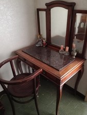 Toletta antica in mogano e marmo + sedia - inizi '900