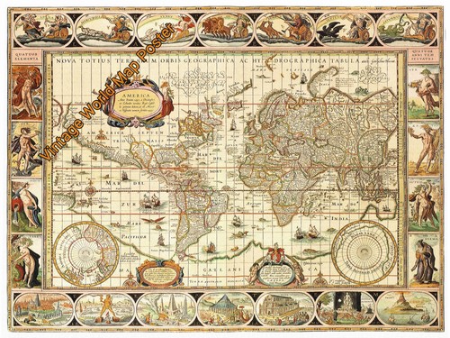 Vecchio poster mappa - del, mondo