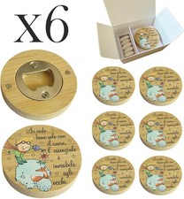 6 Bomboniere Stappa Bottiglie Magnetico in Legno Confezione Completa con Scatola