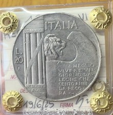 REGNO D' ITALIA 20 LIRE ELMETTO 1928 A. VI RARA sigillata BB SUBALPINA