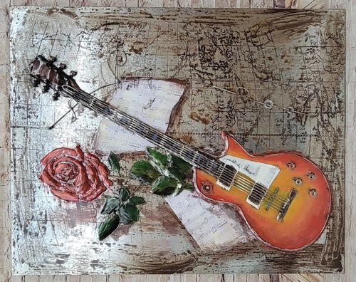 Chitarra con fiore rosa - con,