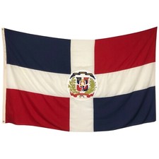 XL Vintage Repubblica Dominicana Bandiera Lana Nautica Panno Cucito Tessuto Arte
