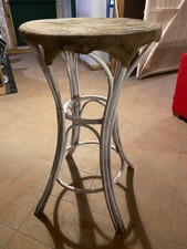 2 tavoli da giardino in bambù con piano in stoffa usati