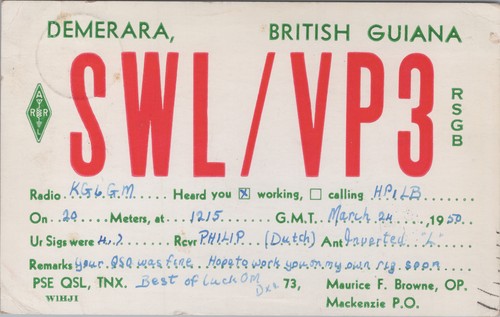 Scheda qsl swl vp3 - scheda, swl/vp3