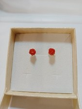 Orecchini Corallo Forma Di Rosa Montati Su Argento 925  Fatti A Mano