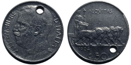 Centesimi 1924 liscio - liscio, rrr