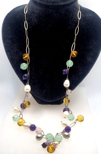 Collana argento pietre - collana,