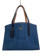 Borsa tote Coach Charlie Carriol Japan esclusiva pelle blu navy tinta unita 67334