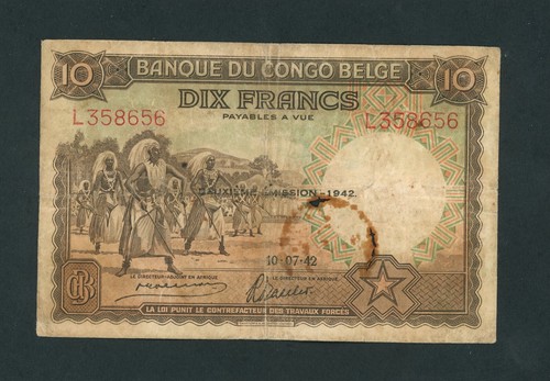 Congo belga franchi - belga, 1942
