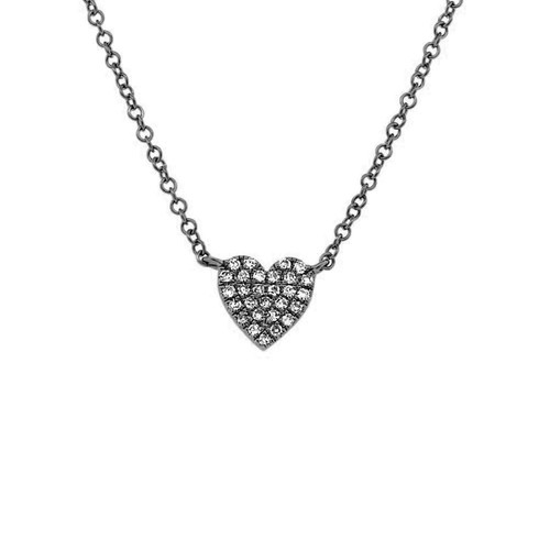 14k nero oro diamante - diamante, cuore