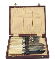 COFANETTO SCATOLA SET POSATE per pesce vintage 12 pezzi Sheffield England EPNS !