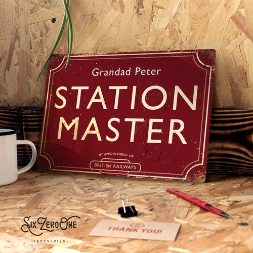Insegna metallo station master - insegna,
